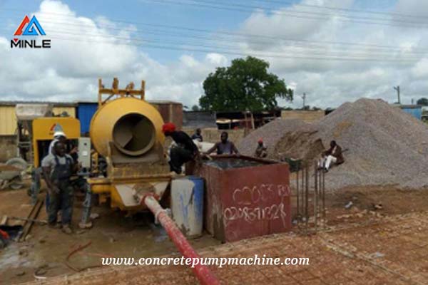 Diesel Concrete mixer pump run in Ghana