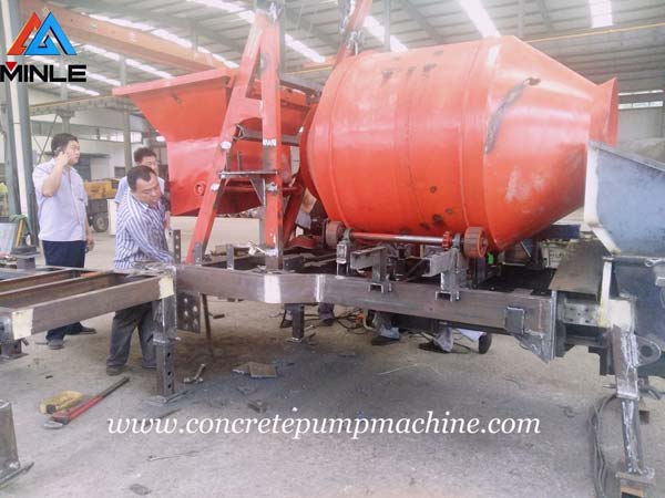 Two sets customized 15m3h diesel concrete mixer and pump for sale in Vietnam